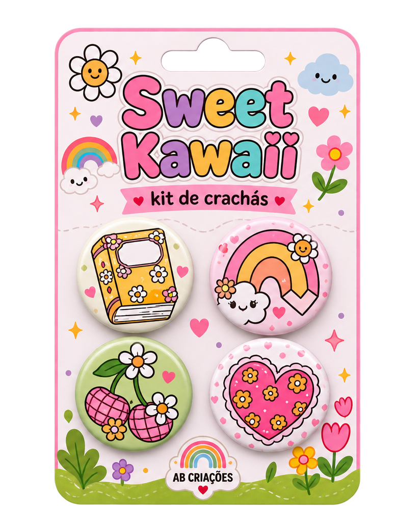 Kit de Crachás Sweet Kawaii