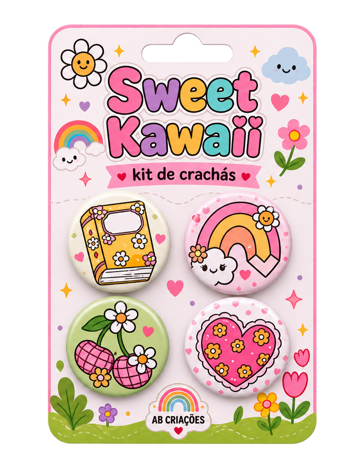 Kit de Crachás Sweet Kawaii