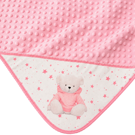 Manta de Bebé Rosa – Ursinho e Estrelas