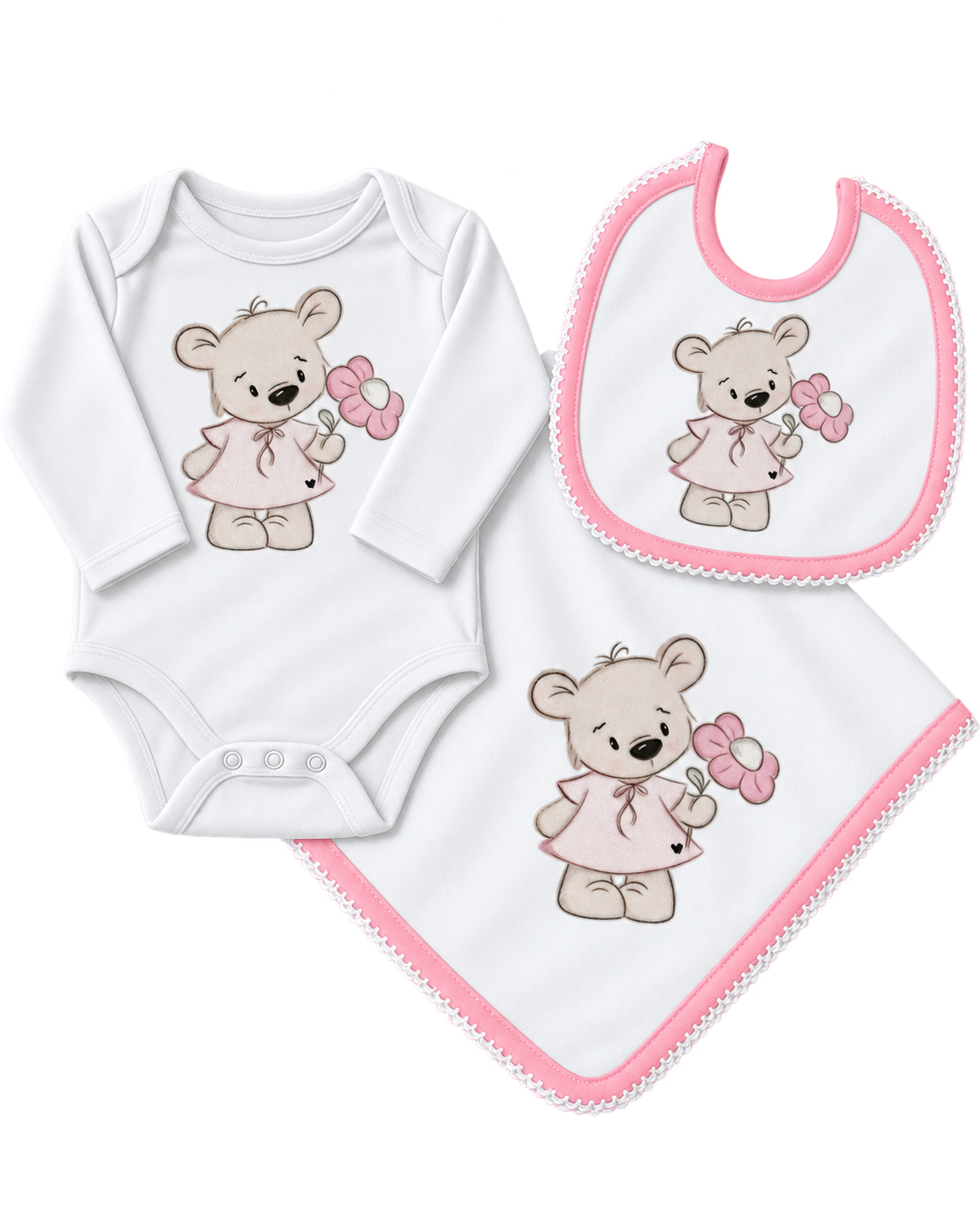 Conjunto de Bebé Ursinho c/ Flor