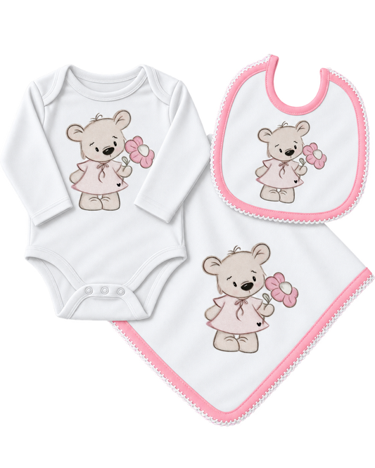 Conjunto de Bebé Ursinho c/ Flor