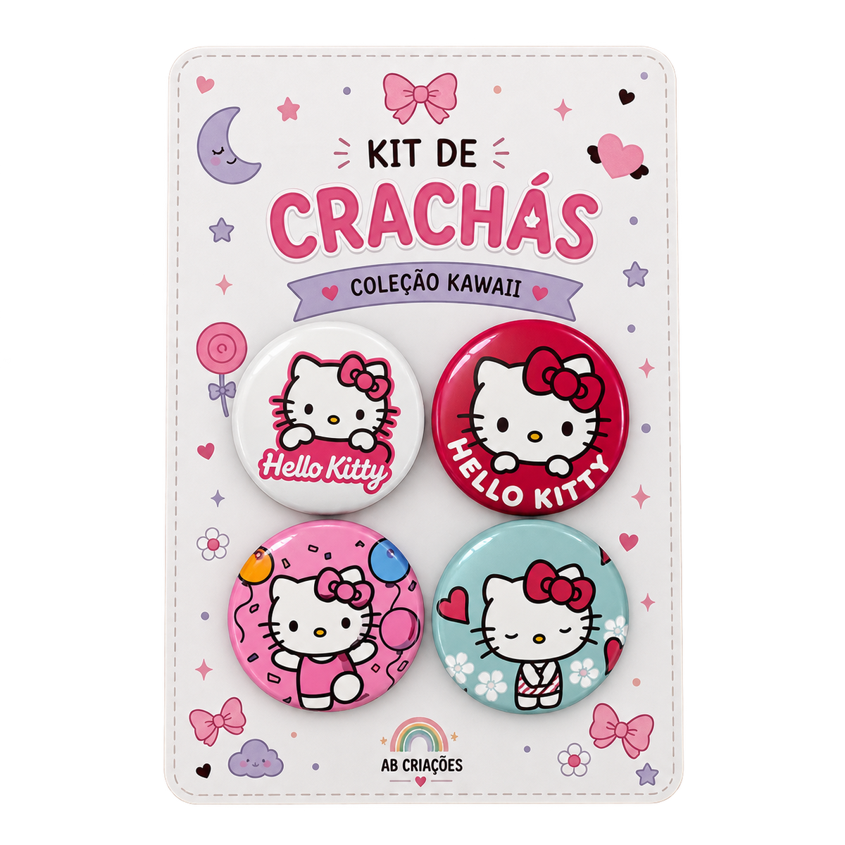 Kit de Crachás Coleção Hello Kitty