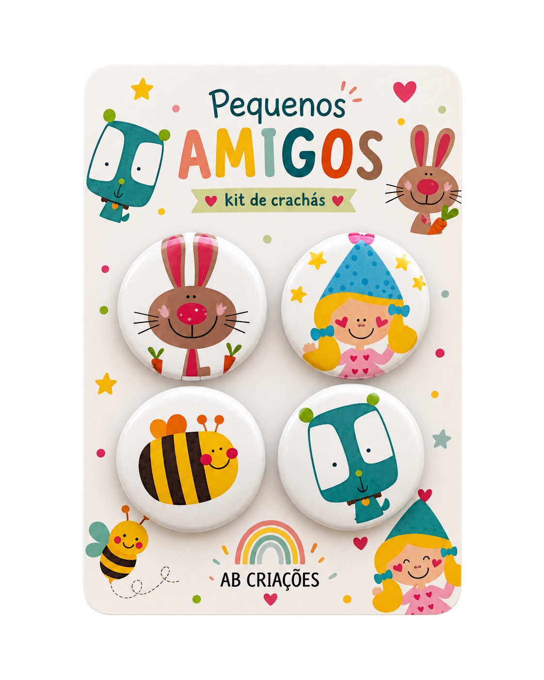 Kit de Crachás Pequenos Amigos