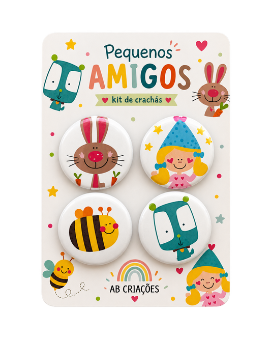 Kit de Crachás Pequenos Amigos