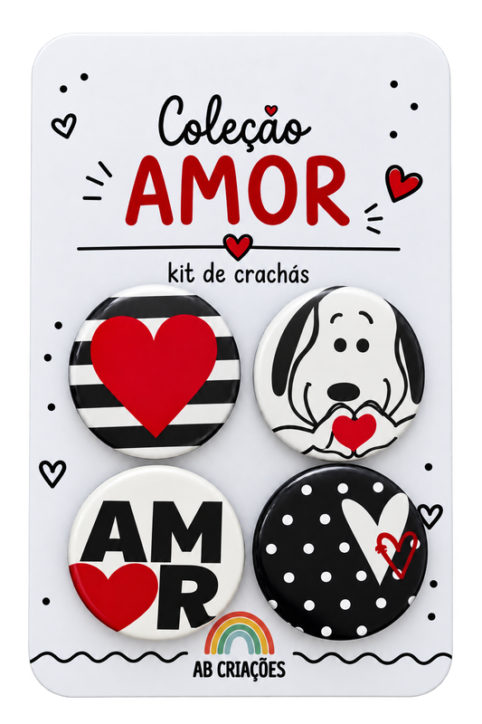Kit de Crachás Coleção Amor