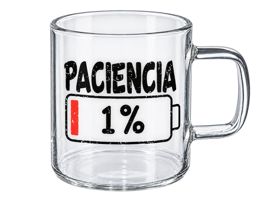 Chávena de Vidro “Paciência 1%”