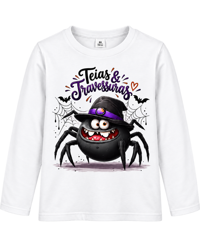 Camisola Infantil Halloween Teias & Travessuras