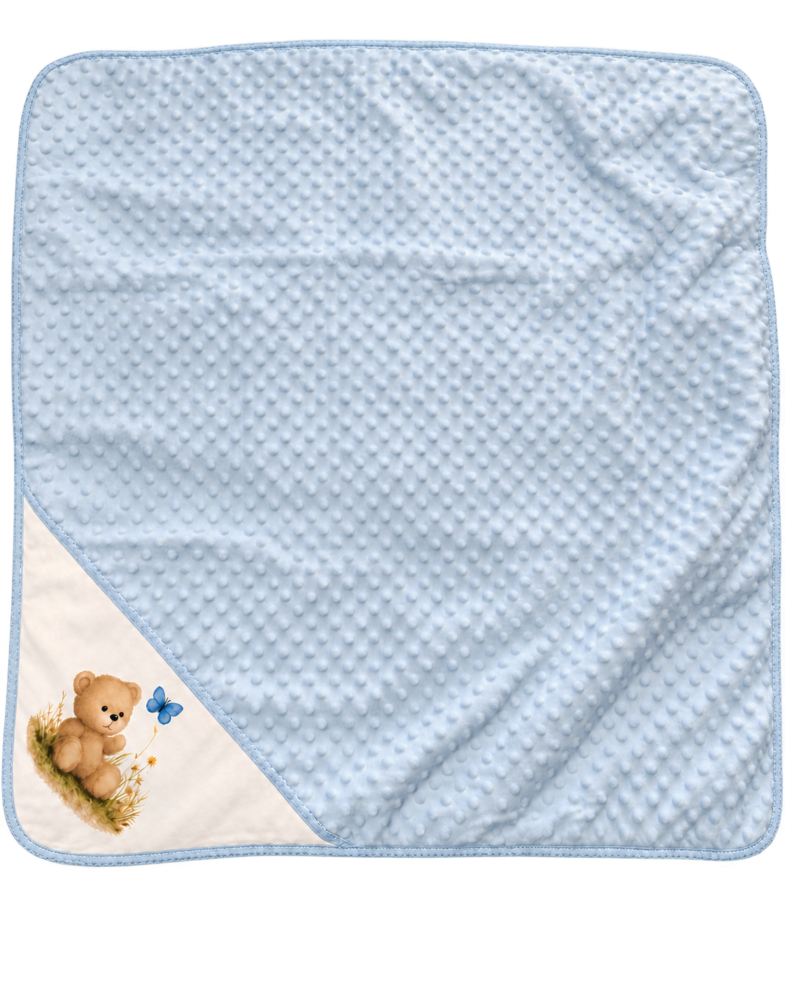 Manta de Bebé Azul – Ursinho e Borboleta