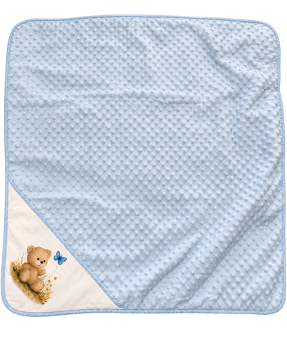 Manta de Bebé Azul – Ursinho e Borboleta