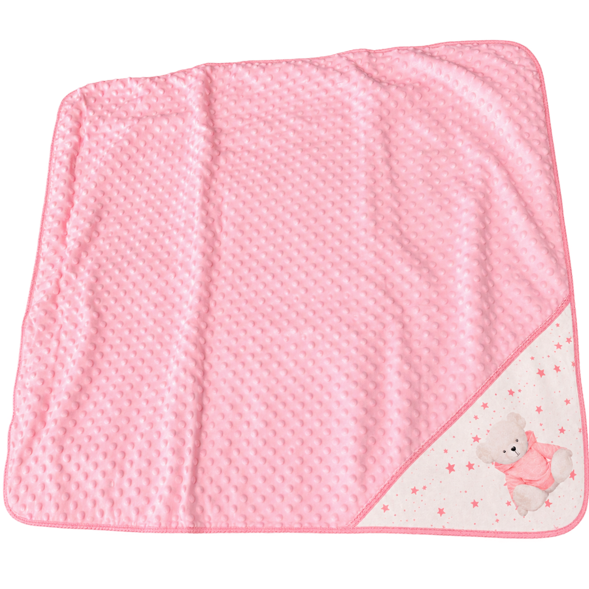 Manta de Bebé Rosa – Ursinho e Estrelas