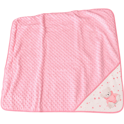 Manta de Bebé Rosa – Ursinho e Estrelas