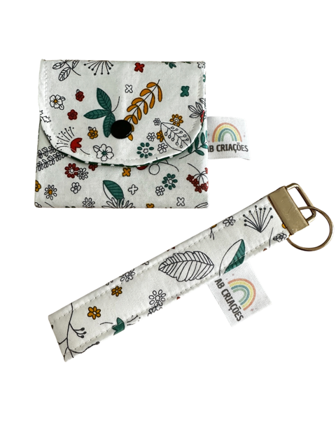 Conjunto Carteira + Porta-Chaves em Tecido