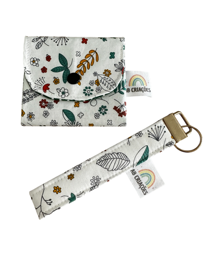 Conjunto Carteira + Porta-Chaves em Tecido
