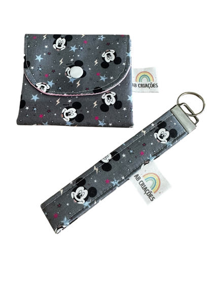 Conjunto Carteira + Porta-Chaves em Tecido