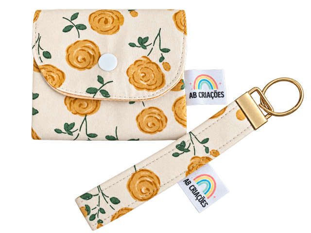 Conjunto Carteira + Porta-Chaves em Tecido