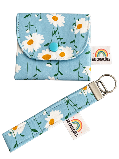 Conjunto Carteira + Porta-Chaves em Tecido