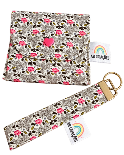 Conjunto Carteira + Porta-Chaves em Tecido