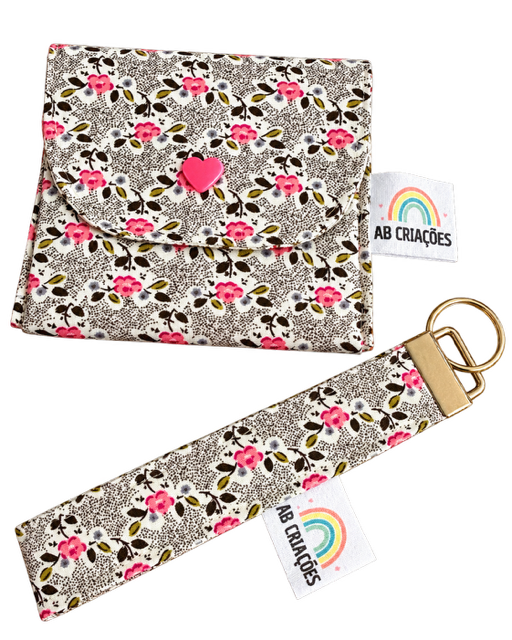 Conjunto Carteira + Porta-Chaves em Tecido