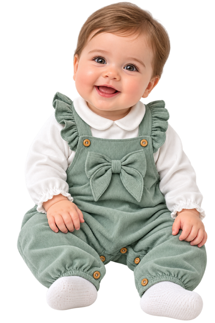 Jardineiras Verdes com Camisola – Bebé