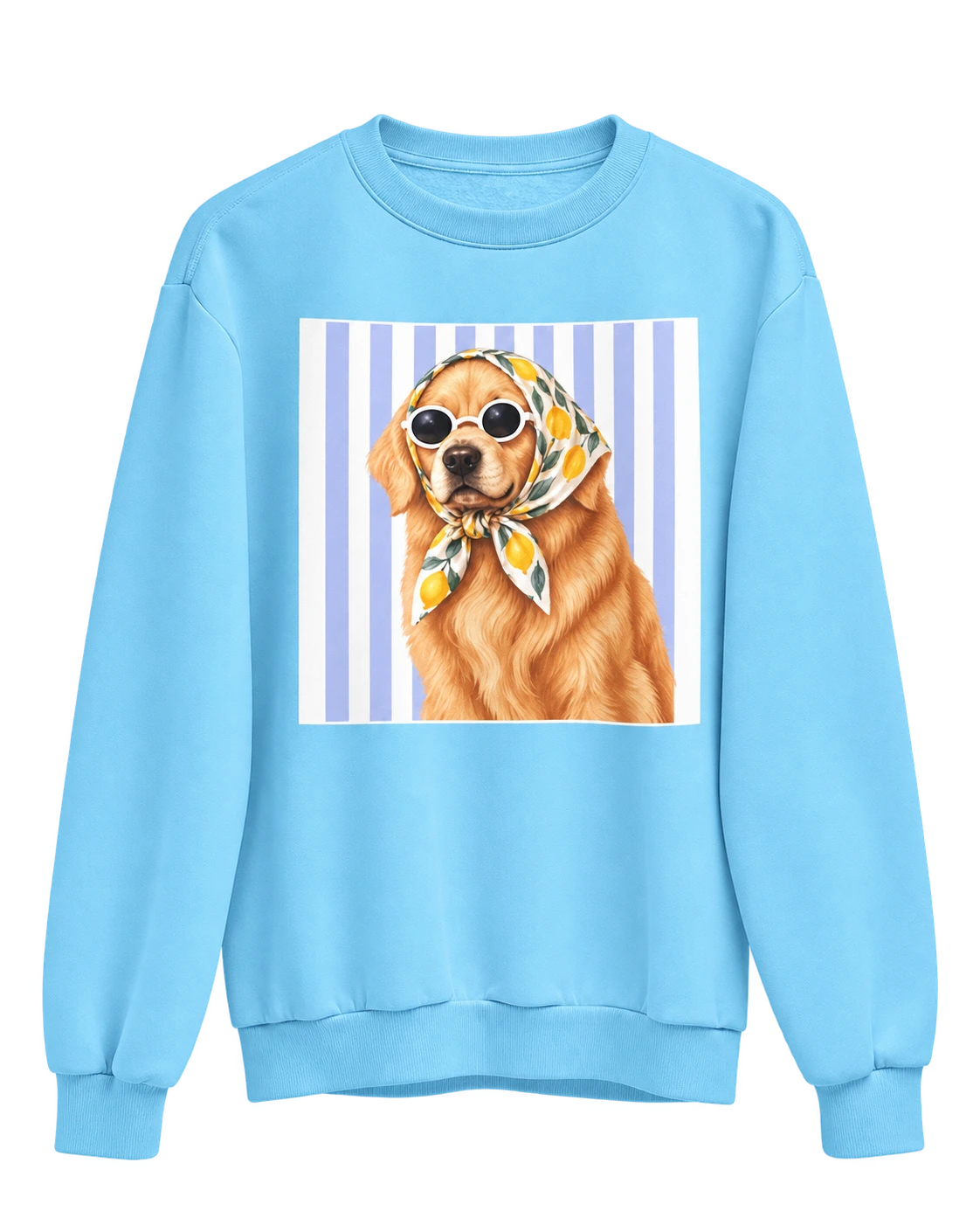 Sweat azul com cão de óculos